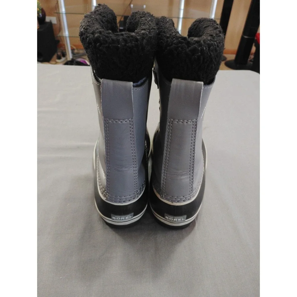 Sorel Caribou Waterproof Shearling Lined Women 7 Black/Gray Hiking Boot 1963-053